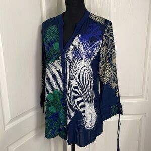 Desigual Zebra Blouse Top shirt size M